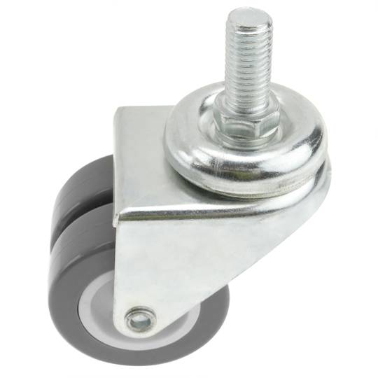 Roda dupla pivotante industrial rodízio de PU e PVC cinzento sem freio 50 mm M12