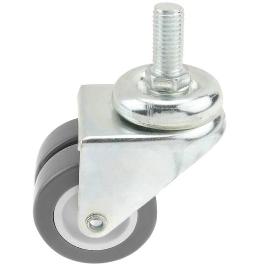 Roda dupla pivotante industrial rodízio de PU e PVC cinzento sem freio 50 mm M12