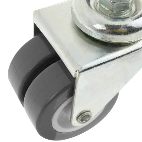 Industrial double wheel swivel castor of PU and PVC gray without brake 50 mm M12 4 pack