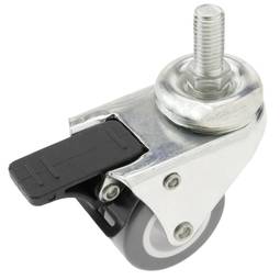 Roda doble pivotant industrial de PU i PVC transparent amb fre 50 mm M12