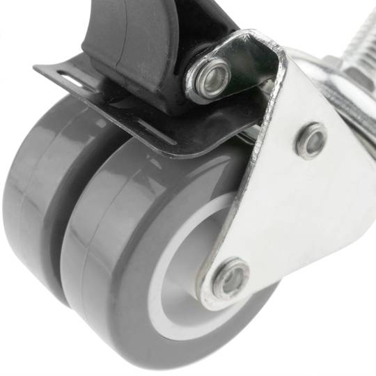 Roda doble pivotant industrial de PU i PVC transparent amb fre 50 mm M12