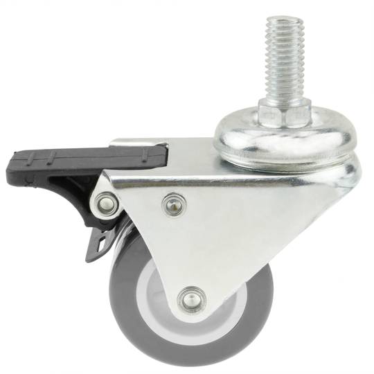 Roda doble pivotant industrial de PU i PVC transparent amb fre 50 mm M12