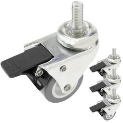 Roda doble pivotant industrial de PU i PVC transparent amb fre 50 mm M12 4 pack