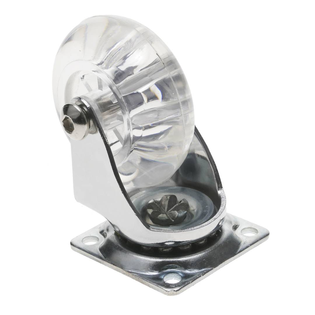 Transparant polyurethaan en transparant PVC zwenkwiel zonder rem 50 mm 4-pack