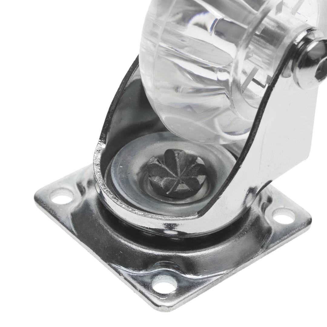 Transparant polyurethaan en transparant PVC zwenkwiel zonder rem 50 mm 4-pack
