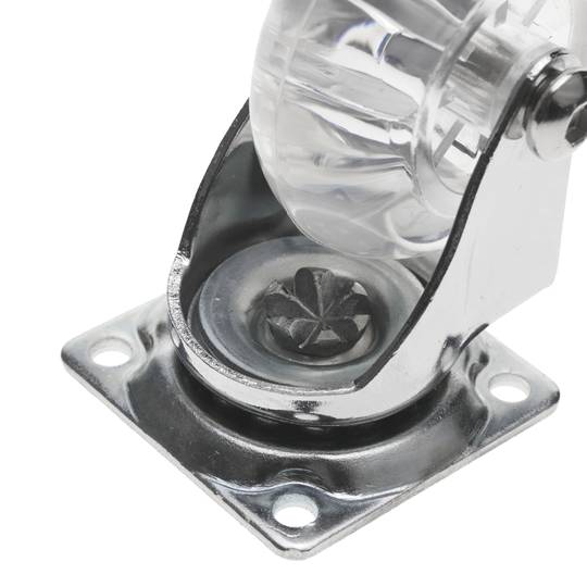 Transparant polyurethaan en transparant PVC zwenkwiel zonder rem 50 mm 4-pack