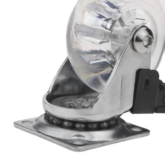Rueda pivotante industrial de poliuretano y PVC transparente con freno 50 mm 4-pack