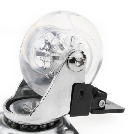 Rueda pivotante industrial de poliuretano y PVC transparente con freno 50 mm 4-pack