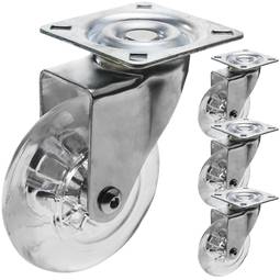 Roda pivotant industrial de poliuretà i PVC transparent sense fre 75 mm 4-pack