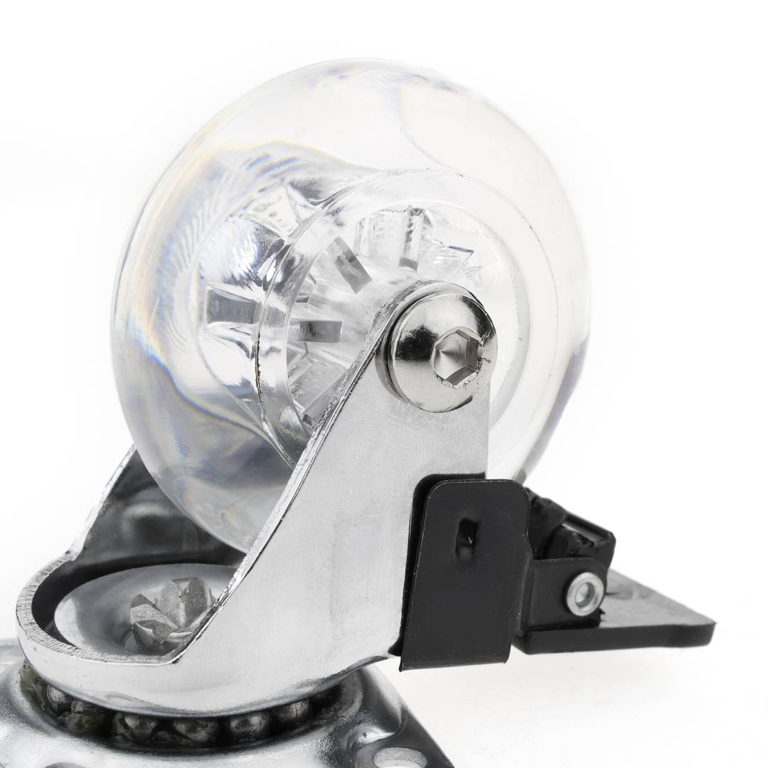 Roulettes pivotantes roue industrielle en polyuréthane et PVC transparent avec frein 75 mm 4-pack