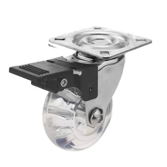 Roulettes pivotantes roue industrielle en polyuréthane et PVC transparent avec frein 75 mm 4-pack