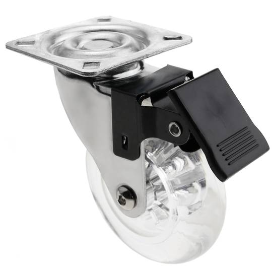 Roulettes pivotantes roue industrielle en polyuréthane et PVC transparent avec frein 75 mm 4-pack
