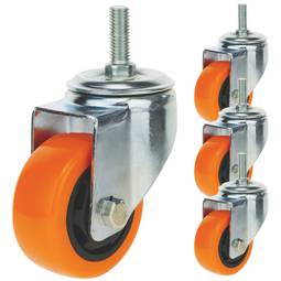 Roda pivotant industrial de poliuretà sense fre 75 mm M12 4-pack