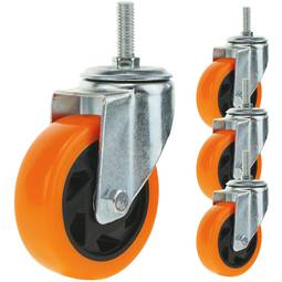 Roulettes pivotantes roue industrielle en polyuréthane sans frein 100 mm M12 4-pack