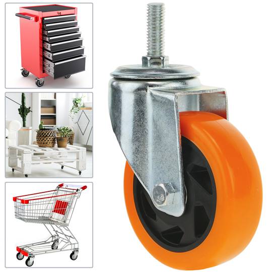 Roulettes pivotantes roue industrielle en polyuréthane sans frein 100 mm M12 4-pack