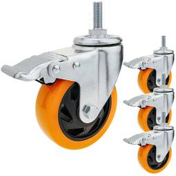Kg Details about   3" & 4" Locking Mute Casters Heavy Duty Wheels With Brake TPR M12 100-140 