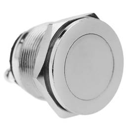 Momentary drukknop 19mm 1NO 400V 10A normaal open anti vandaal vernikkeld plat