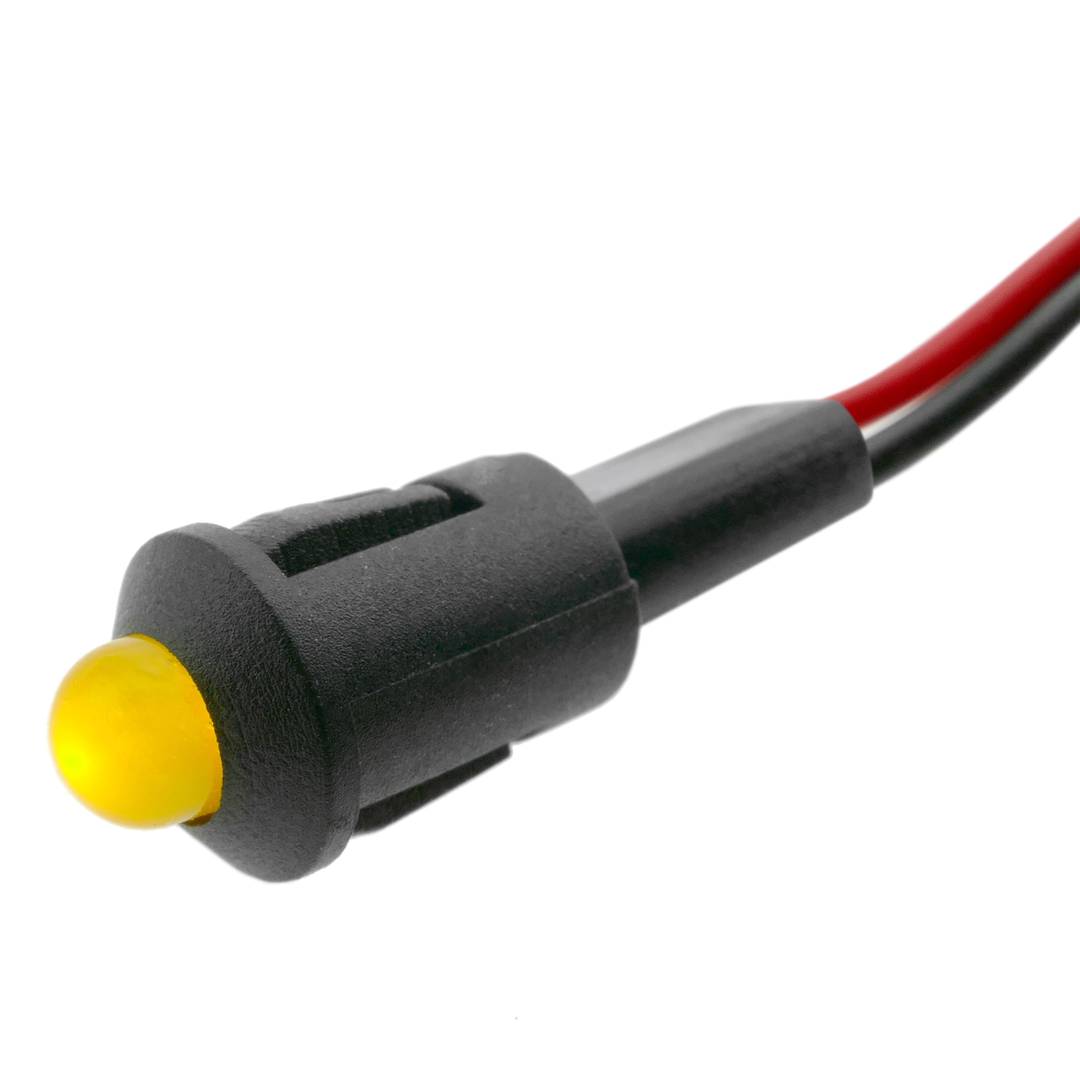 Lampe voyant LED 8mm 12VDC Pilote de couleur jaune