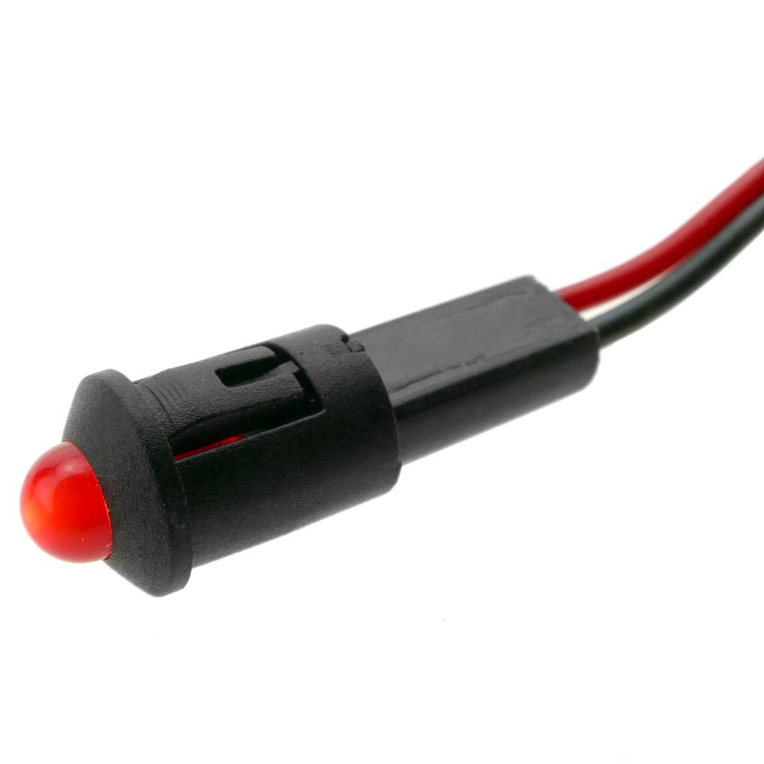 Lampe voyant LED 8mm 12VDC Pilote de couleur rouge - Cablematic