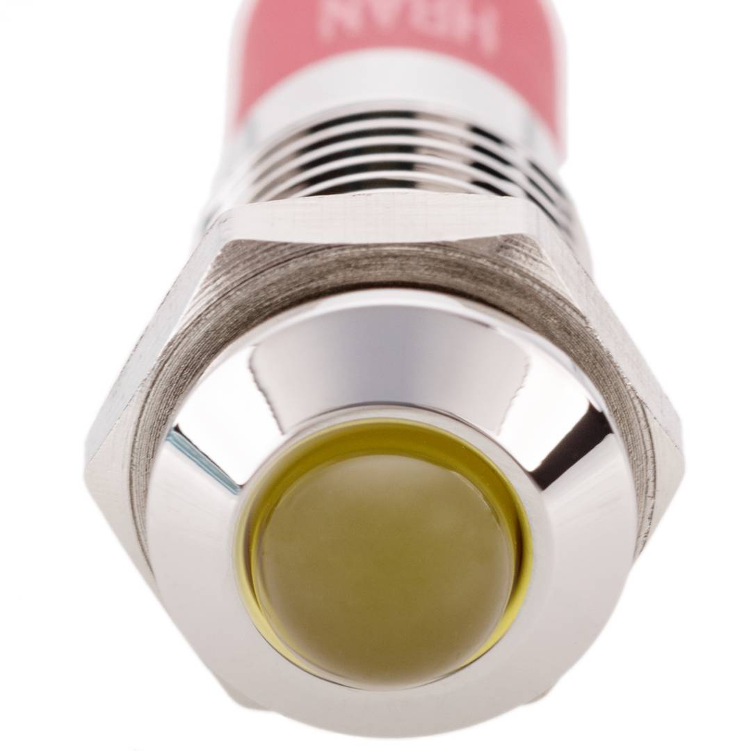Pilot LED light 8mm 220VAC panel mount in yellow color