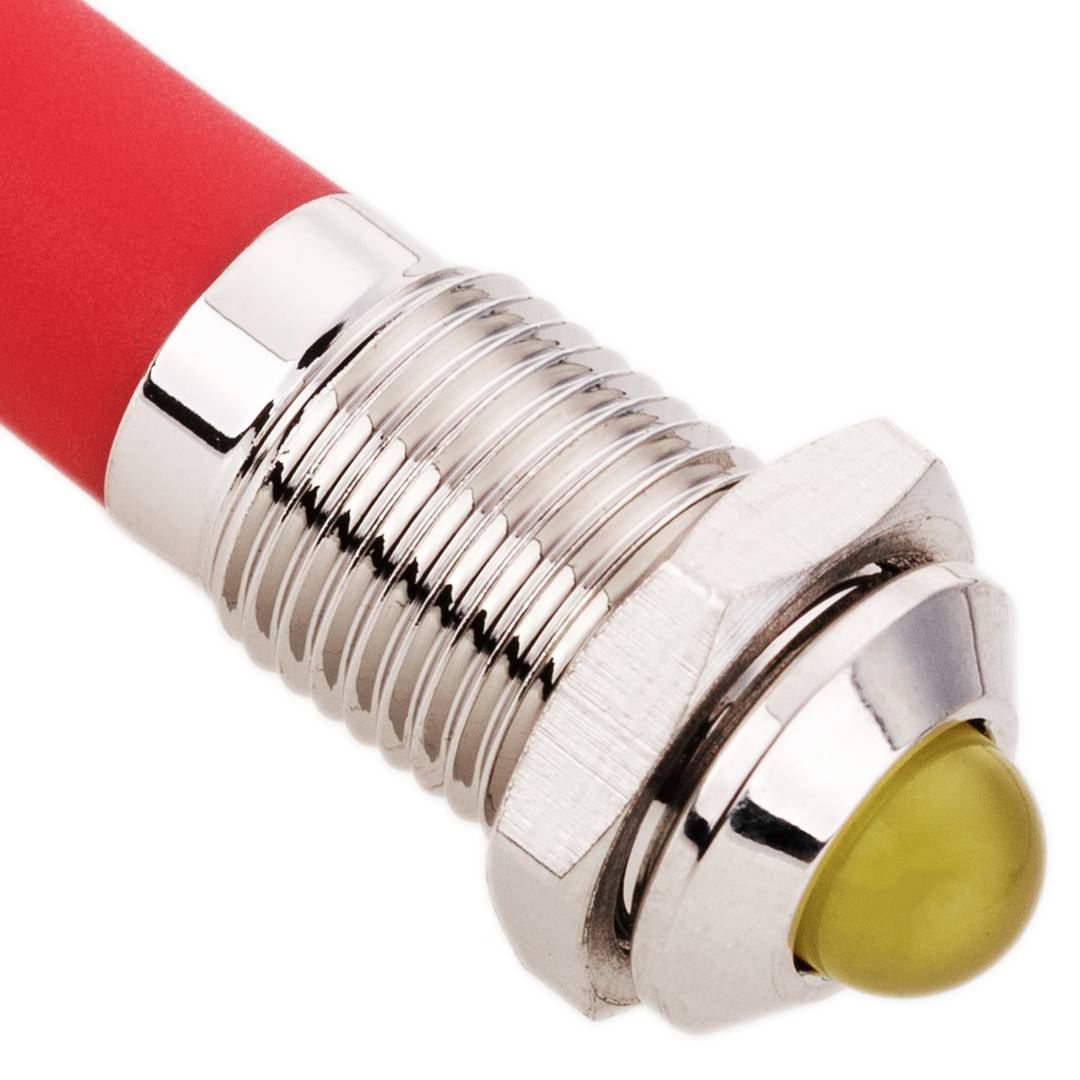 Pilot LED light 8mm 220VAC panel mount in yellow color