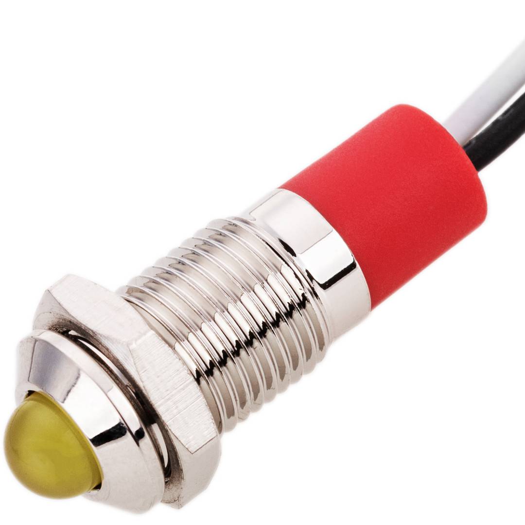 Pilot LED light 8mm 220VAC panel mount in yellow color