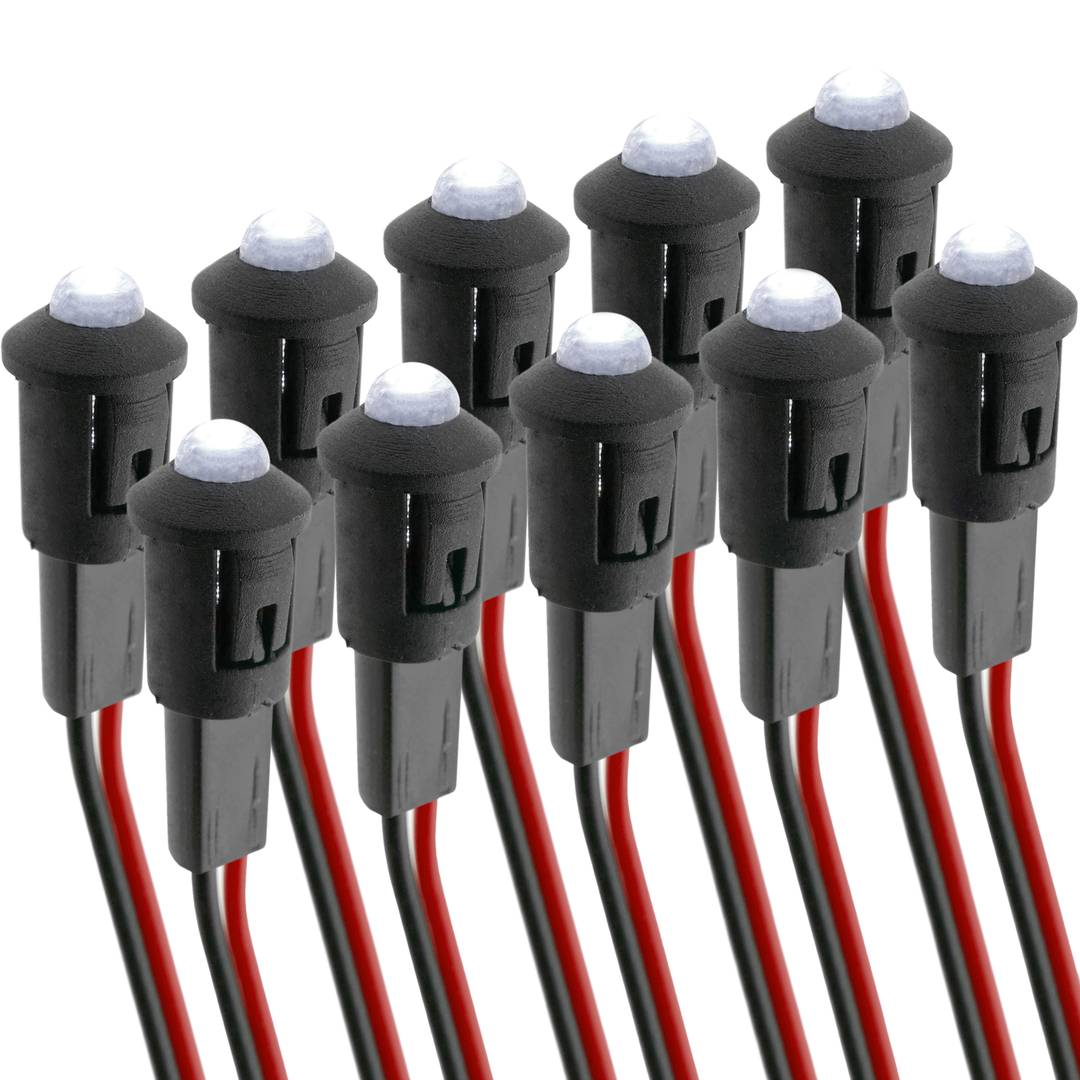 Llum LED pilot de 8 mm 12VDC de color blanc 10-pack