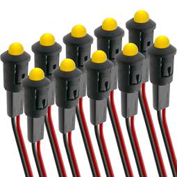 Luz LED piloto de 8mm 12VDC de color amarillo 10-pack