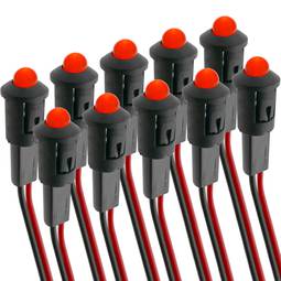 Pilot LED light 8mm 12VDC red color 10-pack