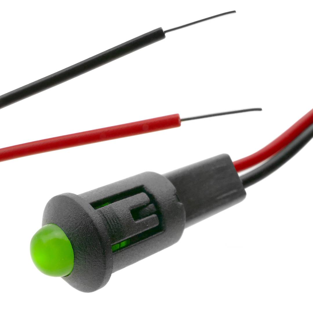 Lampe voyant LED 8mm 12VDC Pilote de couleur vert 10-pack