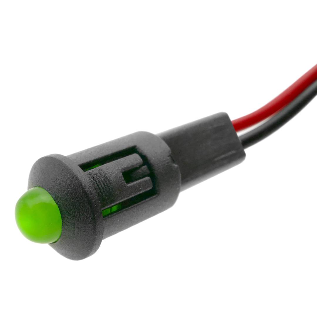 Lampe voyant LED 8mm 12VDC Pilote de couleur vert 10-pack