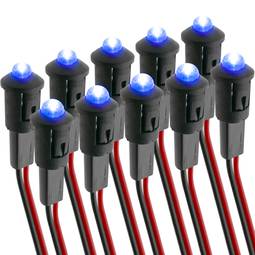 Luz LED piloto de 8mm 12VDC de color azul 10-pack