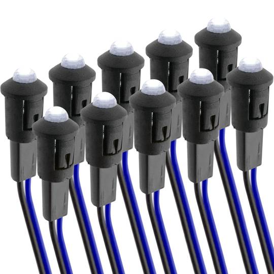 Lampe voyant LED 8mm 220VAC Pilote de couleur blanc 10-pack
