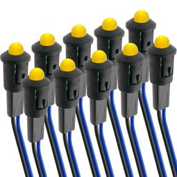 Luz LED piloto de 8mm 220VAC de color amarillo 10-pack