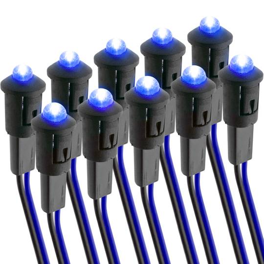 Pilot LED-licht 8 mm 12VDC blauw 10-pack