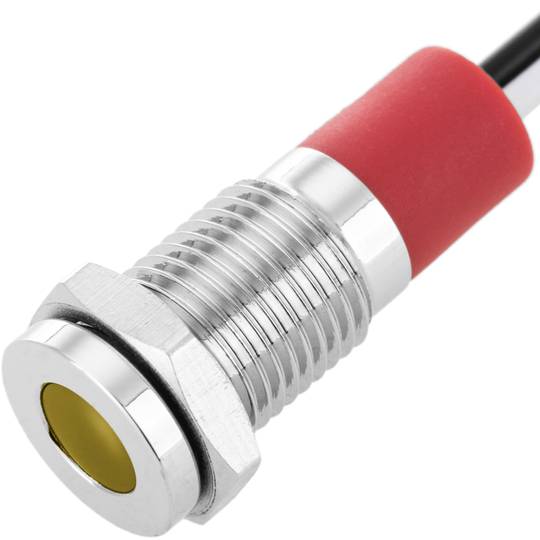 8mm 12VDC Żółta lampka kontrolna LED do montażu na panelu 10 pack