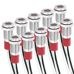 Lampe voyant LED 8mm 220VAC à montage sur panneau blanc 10 pack