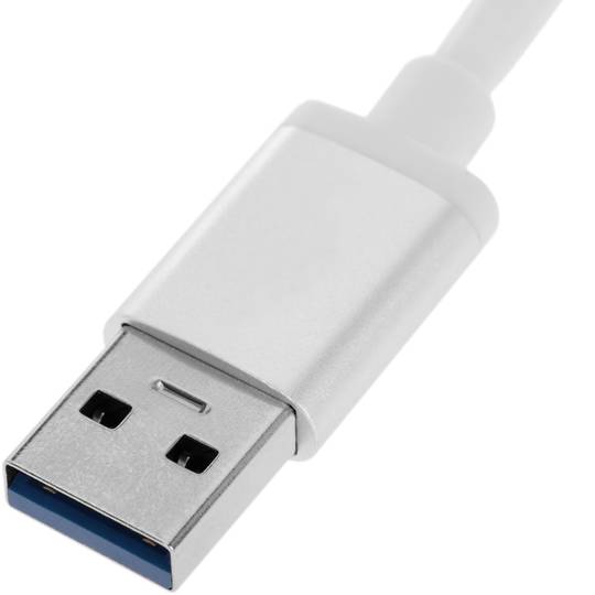 Convertisseur USB 3.0 à 3xUSB 3.0 et Ethernet RJ45 de couleur argentée