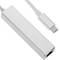 Convertisseur USB-C 3.0 vers 3xUSB 3.0 et Ethernet RJ45 de couleur argentée