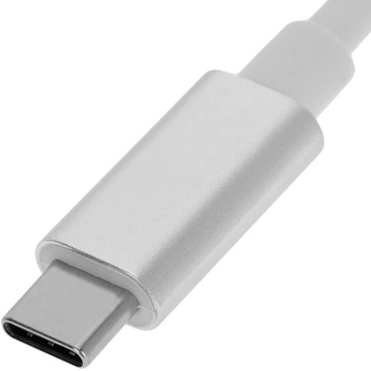 Convertisseur USB-C 3.0 vers 3xUSB 3.0 et Ethernet RJ45 de couleur argentée