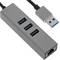 USB 3.0 to 3xUSB 3.0 and Ethernet RJ45 converter grey colour