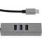 Conversor d'USB-C 3.0 a 3xUSB 3.0 i Ethernet RJ45 color gris