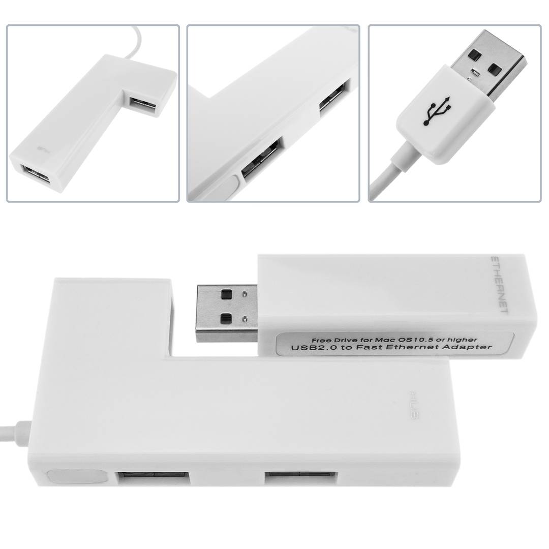 USB 2.0 Fast Ethernet et 4 ports USB hub 100Mb blanc