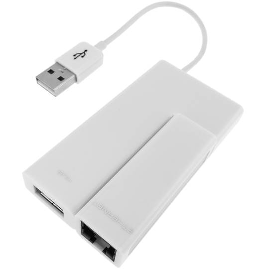 USB 2.0 Fast Ethernet et 4 ports USB hub 100Mb blanc