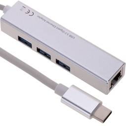 Adaptateur USB 2.0 type C au réseau Ethernet RJ45 10/100 avec concentrateur 3 ports USB de type A