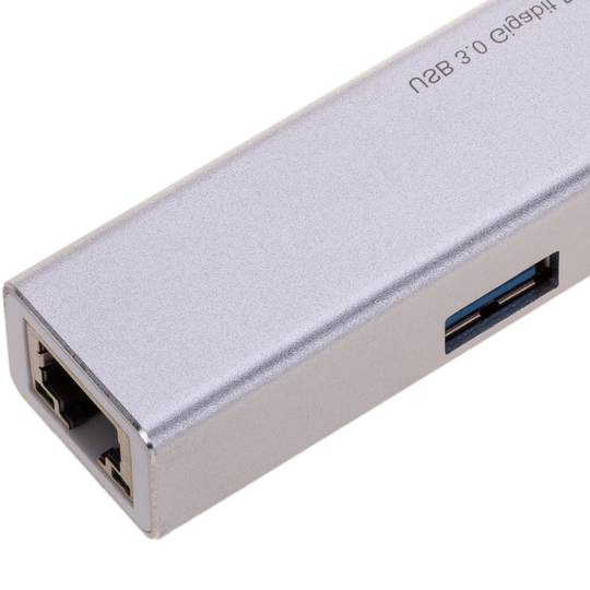Adaptateur USB 3.0 type C au RJ45 Gigabit Ethernet avec concentrateur 3 ports USB de type A