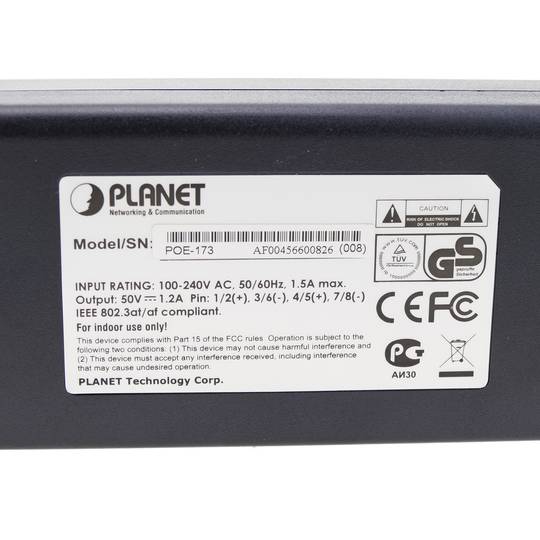 Ultra Power over Ethernet PoE inyector IEEE802.3af/at 10/100/1000Mbps hasta 50VDC