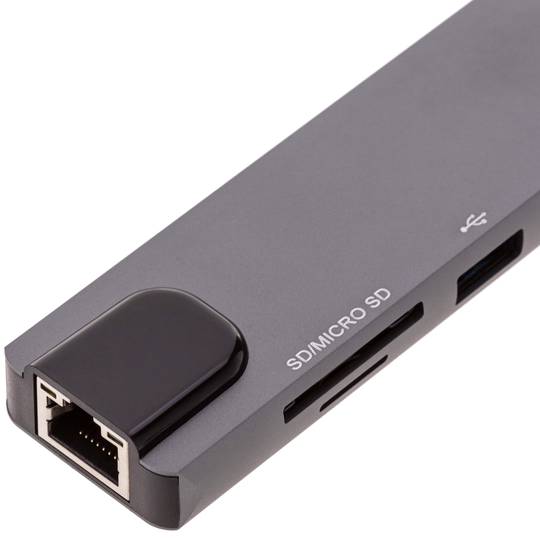HUB USB C adaptador 8 en 1 lector SD/microSD USB2.0 USB3.0 HDMI y RJ45 100W PD
