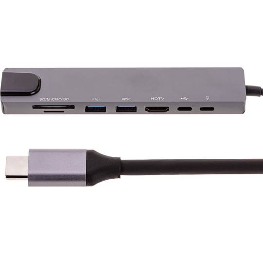 HUB USB C adaptador 8 en 1 lector SD/microSD USB2.0 USB3.0 HDMI y RJ45 100W PD