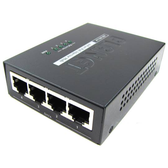PoE Injector Hub IEEE802.3af 10/100 Mbps 4-Port